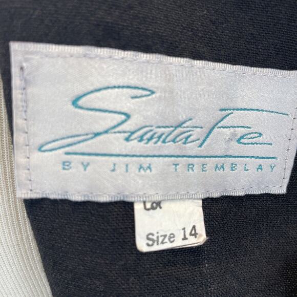 Vintage Santa Fe by Jim Tremblay Black Silver Pin Detail Sheath Dress Size 14 - Picture 6 of 9